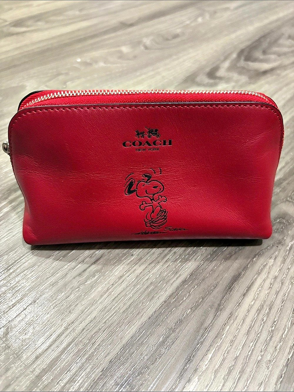 RARE Coach x Peanuts Snoopy Cosmetic Case Red